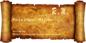 Reizinger Milán névjegykártya